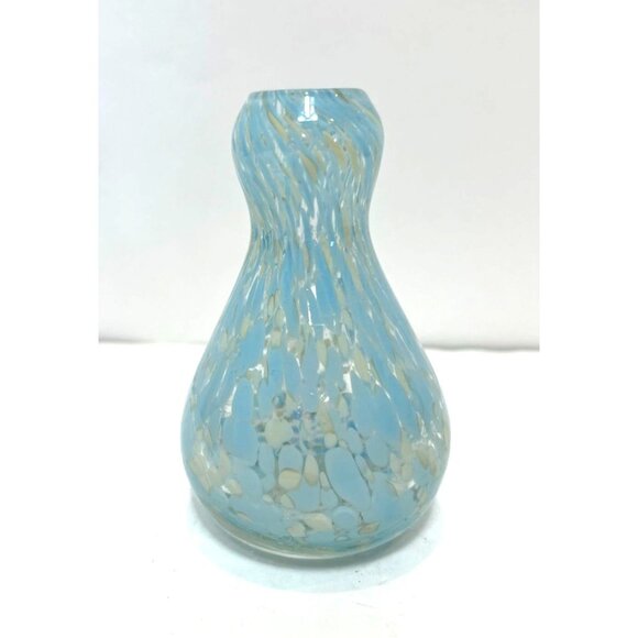 Set Of 3 Handblown Art Glass Studio Bud Vases/Bottles Blue & Purple 5" High - Picture 8 of 9